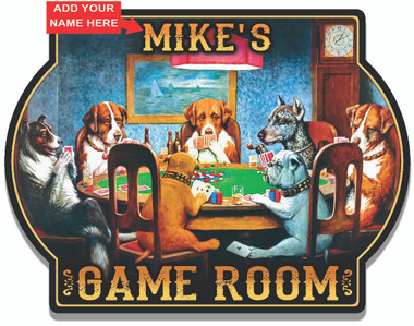 Personalized Dogs Playing Poker Wall Sign