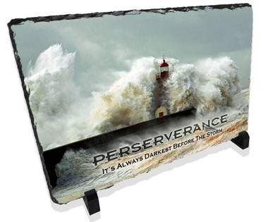 Perseverance Motivational Lighthouse Stone Plaque