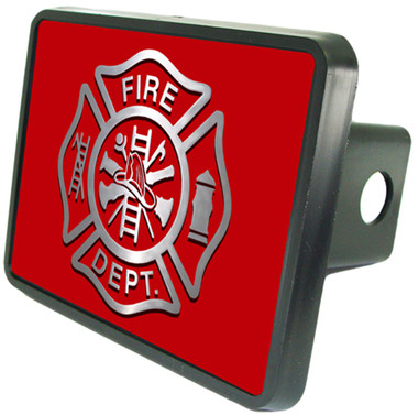 Firefighter Emblem on Red 2" Hitch Cover