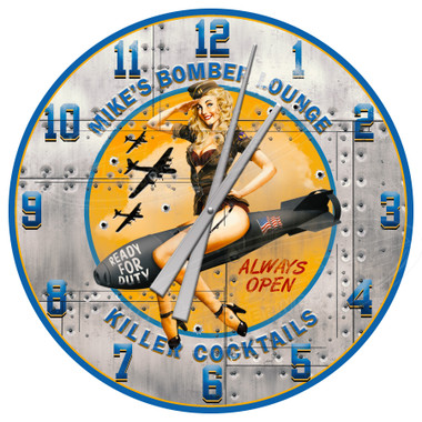 Vintage WWII Bomber Girl Style Decorative Wall Clock