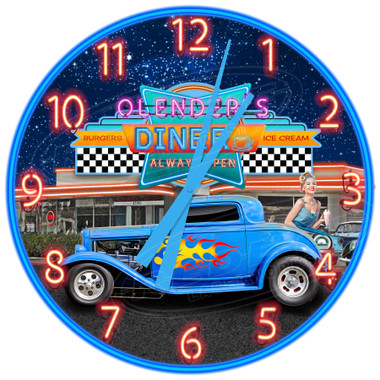 Personalized American Hot Rod Diner Wall Clock
