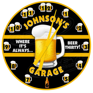 Personalized Beer Thirty Garage Decorative Wall Clock
