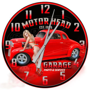 Personalized Hot Rod Garage Pin Up Girl Decorative Wall Clock