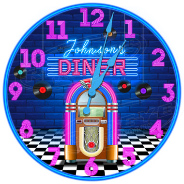 Personalized Retro Diner Jukebox Decorative Wall Clock