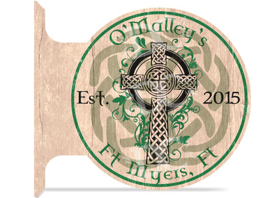 Celtic Cross customized double sided metal flange sign