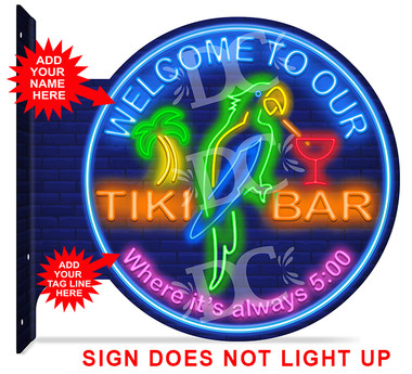 Tiki Bar Neon Themed customized double sided metal flange sign