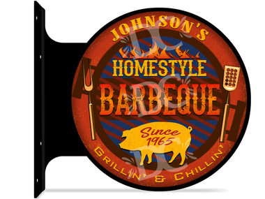 Backyard BBQ Themed customized double sided metal flange sign