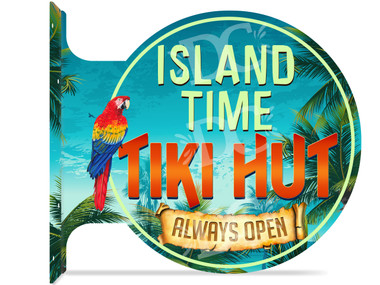 Tiki Hut Bar Themed customized double sided metal flange sign