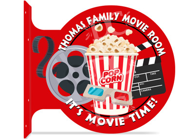 Movie Theater Entertainment Room Themed customized double sided metal flange sign