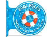 Swimming Pool Rules Themed double sided metal flange sign