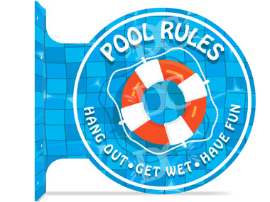 Swimming Pool Rules Themed double sided metal flange sign