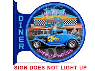 50's Retro Diner Drive In Themed double sided metal flange sign