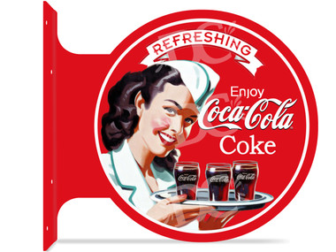 Coca-Cola Retro Diner Themed double sided metal flange sign