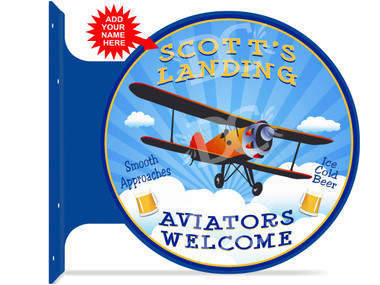 Pilot Aviator Pub Themed customized double sided metal flange sign