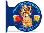 Waitress Bartender Restaurant Themed customized double sided metal flange sign