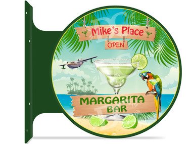 Margarita Glass Tiki Bar Themed customized double sided metal flange sign