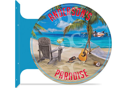 Beach Bar Paradise Themed customized double sided metal flange sign