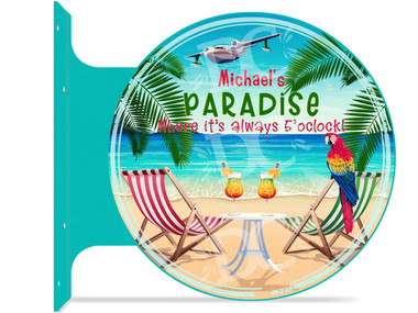 Paradise Beach Bar Themed customized double sided metal flange sign