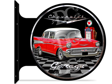 Muscle Car Garage Vintage Themed double sided metal flange sign