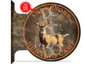 Deer Hunting Camp customized double sided metal flange sign