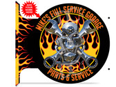 Full Service Biker Garage Themed customized double sided metal flange sign