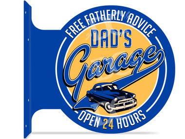 Dad's Garage Blue & Yellow Sign