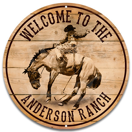 Cowboy Ranch Western Welcome Metal Wall Sign - Customized - Redeye