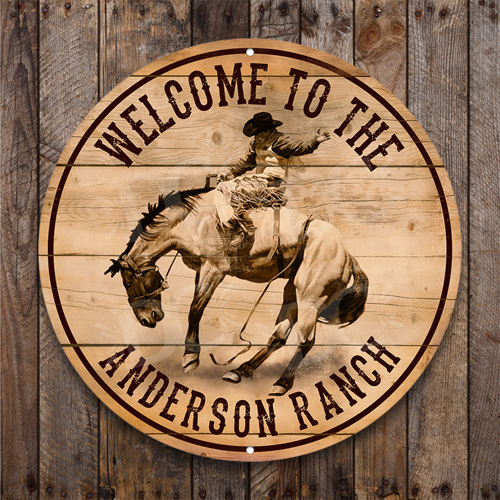 Cowboy Ranch Western Welcome Metal Wall Sign - Customized - Redeye