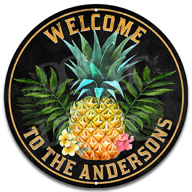 Pineapple Themed Home Welcome Metal Sign
