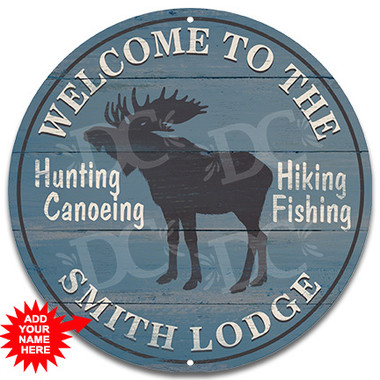 Moose Lodge Themed Sign Blue