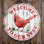 Red Cardinal Metal Wall Welcome Home Sign