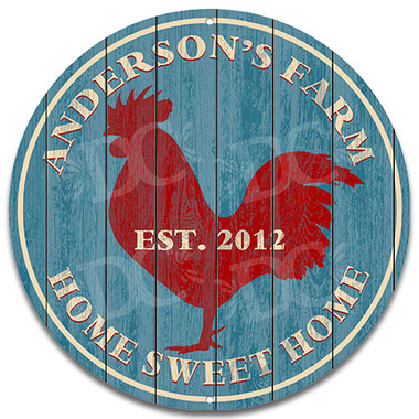 Red Rooster Farmhouse Metal Sign