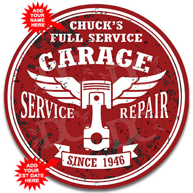 Vintage Service and Repair Metal Signs