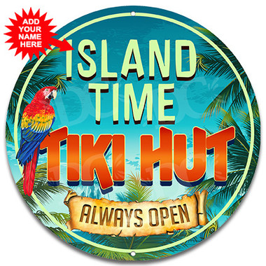 Tiki Hut Island Paradise Metal Wall Sign