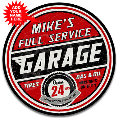 Full Service Garage Metal Wall Sign - Customized