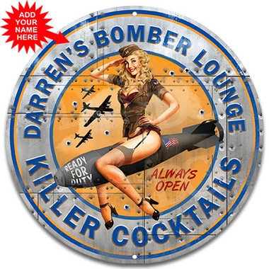 WWII Bomber Lounge Novelty Metal Wall Sign - Customized