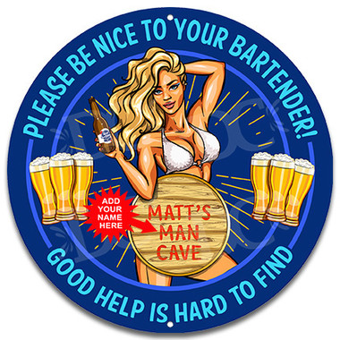 Bartender Bar Restaurant Metal Wall Sign - Customized