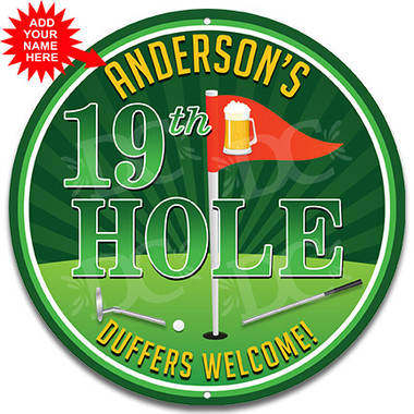 19th Hole Golfer Metal Wall Sign - Customized