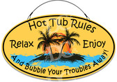 Hot Tub Rules Yellow Welcome Sign