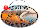 Ducks Refuge Metal Hanging Welcome Sign