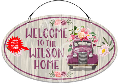 Front Door Floral Truck Themed Welcome Sign