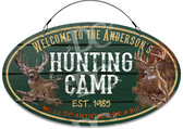 Hunting Camp Shack Deer Hunter Green Themed Welcome Sign