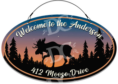 Hunting Cabin Moose Themed Welcome Sign - Customized