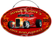 Hot Rod Garage Red Background Sign -  Customized