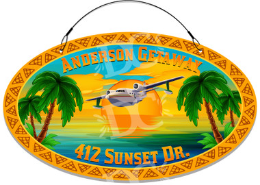 Seaplane Sunset Decorative Welcome Sign - Customized