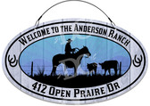Cowboy Cattle Ranch Welcome Sign - Blue