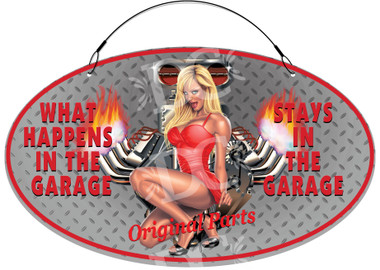Garage Rules Hot Rod Woman Workshop Welcome Sign