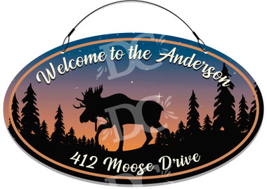 Moose Cabin Rustic Themed Welcome Sign Sunrise