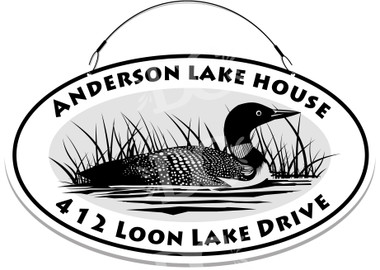 Loon Lake Cottage Themed Welcome Sign Black & White