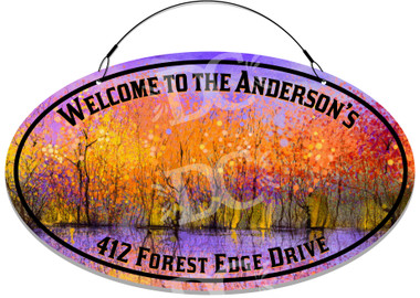 Fall Foliage Forest Welcome Sign - Purple